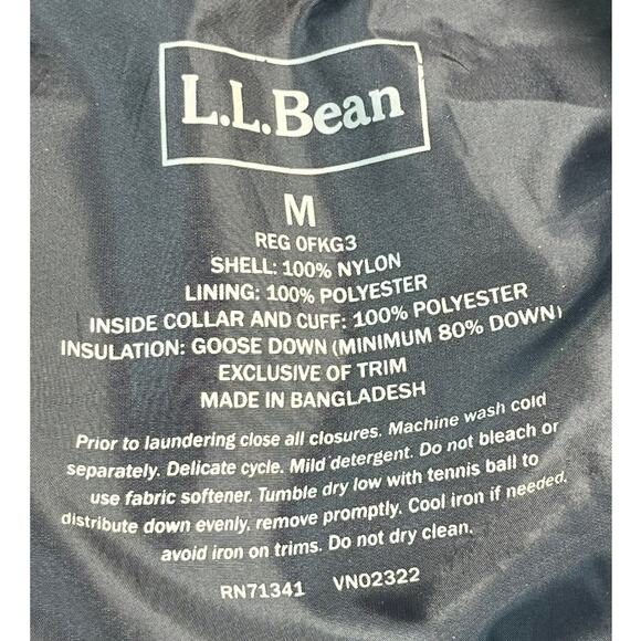 L.L. Bean Mens Medium Green 80% Down Fill Hooded Puffer Jacket Zip Front Outdoor - Picture 3 of 6